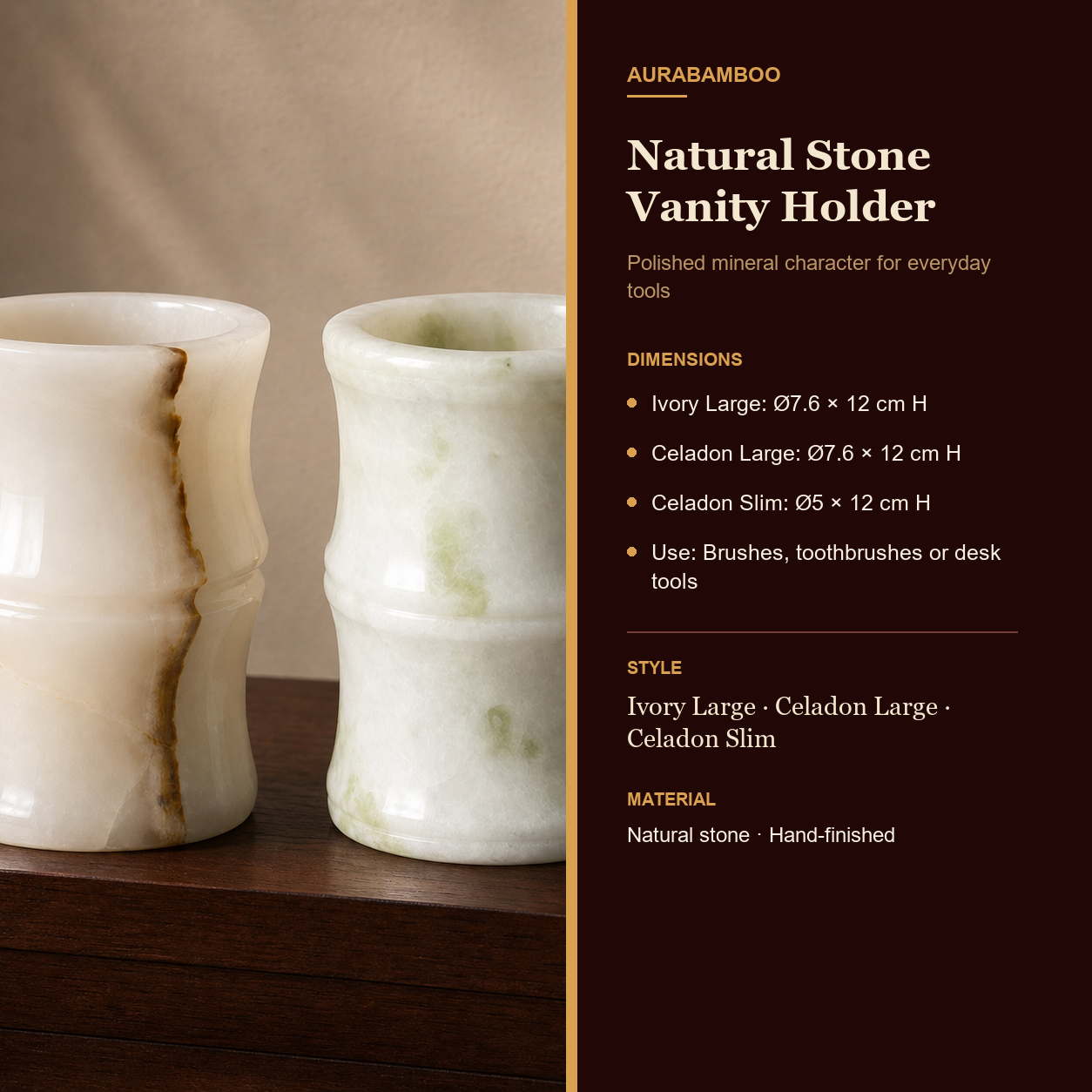 Natural stone vanity holder dimensions and available sizes